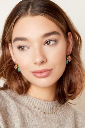 Dangling block earrings Blue & Gold Color Stainless Steel h5 Picture5